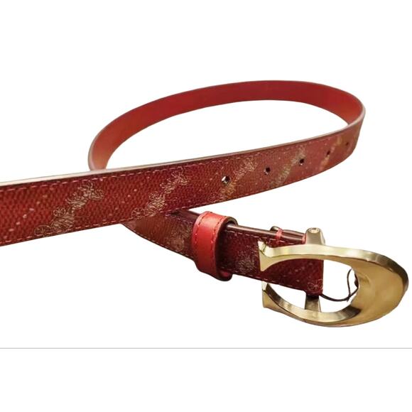 COACH WOMEN'S XL RED HORSE & CARRIAGE SIGNATURE C BUCKLE BELT 25 MM - Picture 2 of 2